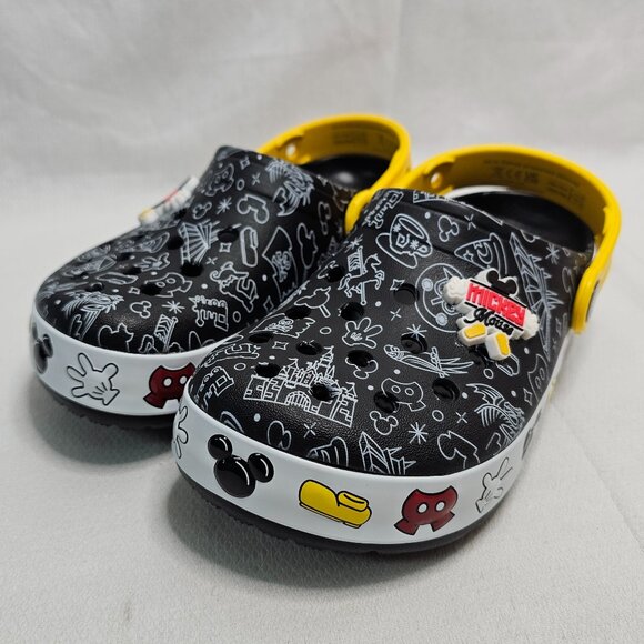 NEW Disney Mickey Mouse Crocs Black Yellow Sides Light Up- Child Size Junior 1 - Picture 3 of 12